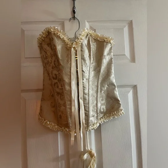 Source Unknown/Women’s NWOT Gold and Cream Lace-Up Corset Size S - Picture 2 of 8